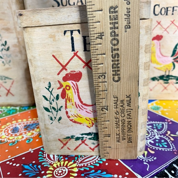 MCM Wood Rooster Canister Set - Picture 5 of 7